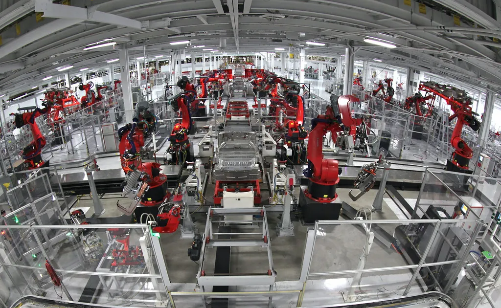 Ilustração de Gêmeo digital — Tesla Motors Assembly Line